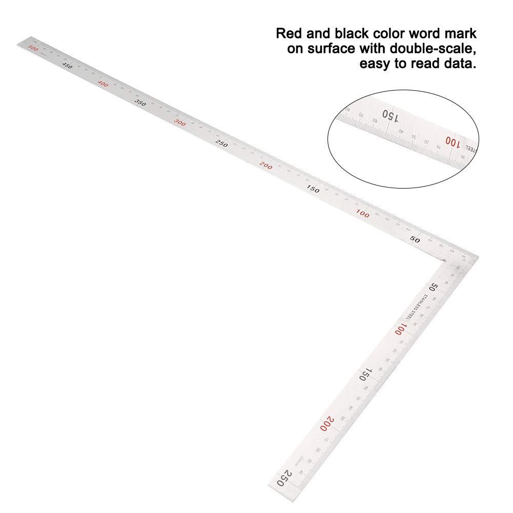Stainless Steel Right Angle Ruler, L-Shaped, for Construction and Ironwork (500mm X 250mm)