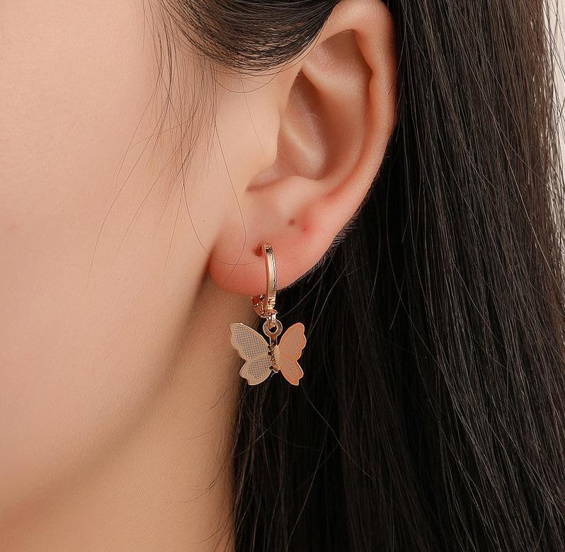 Korean Style Frosted Butterfly Dangle Ear Cuffs - Versatile and Simple Women's Fashion Earrings