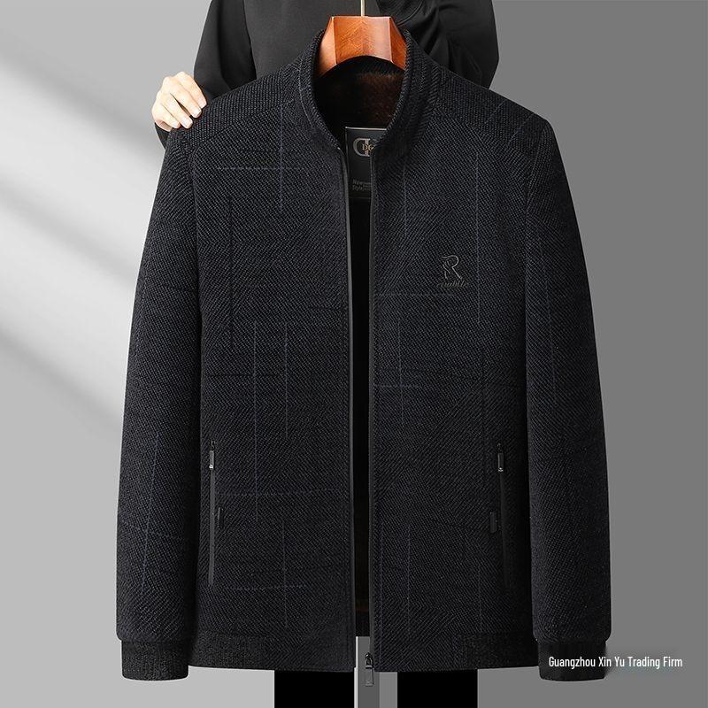 Men's Corduroy Velvet-Lined Jacket for Middle-Aged and Elderly - Autumn/Winter Warmth