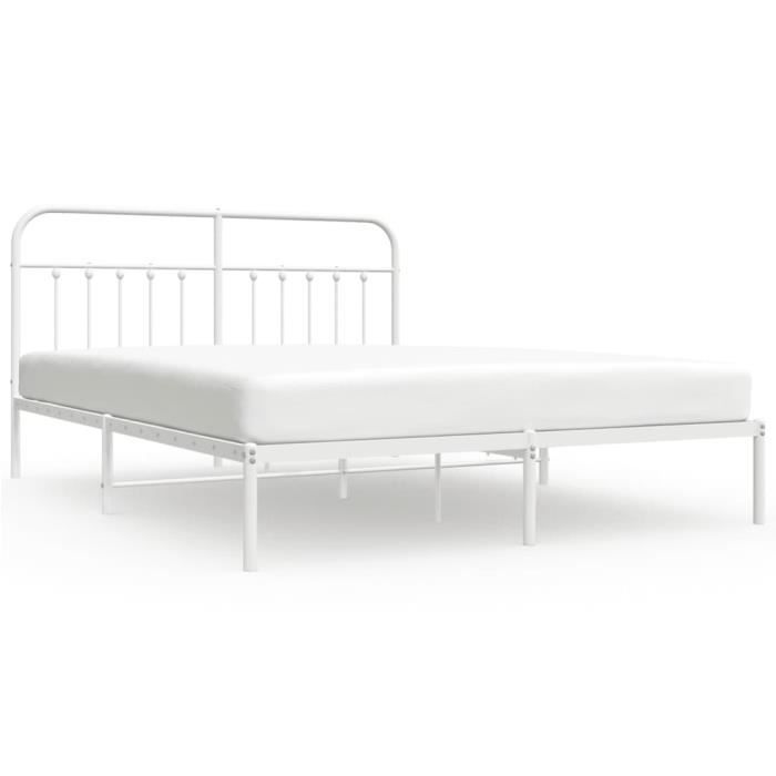 VidaXL Cadre de lit métal avec tête de lit blanc 183x213 cm 352632
