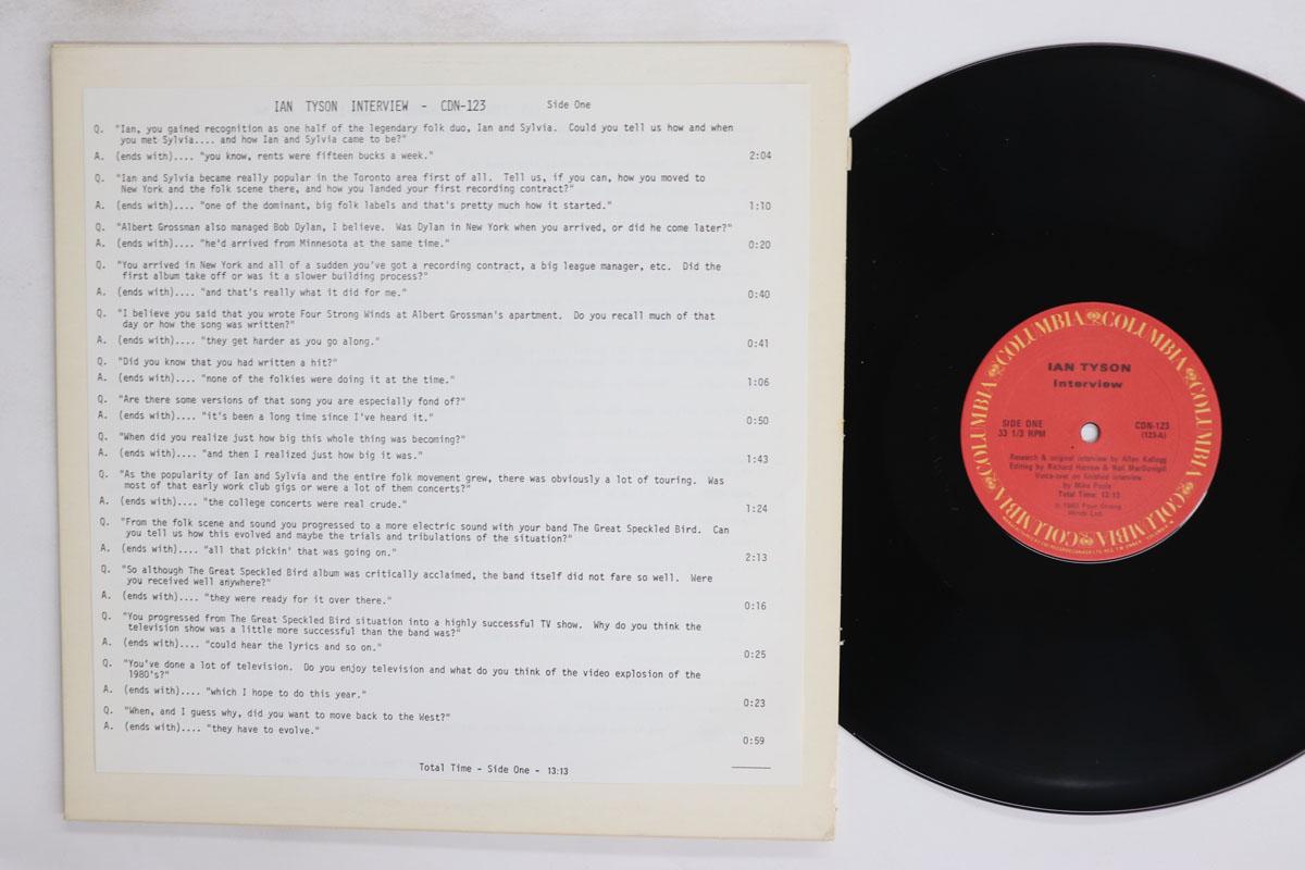 12-дюймовая пластинка IAN TYSON Интервью CDN123 Columbia 1983 Канада CountryFolk Б/у