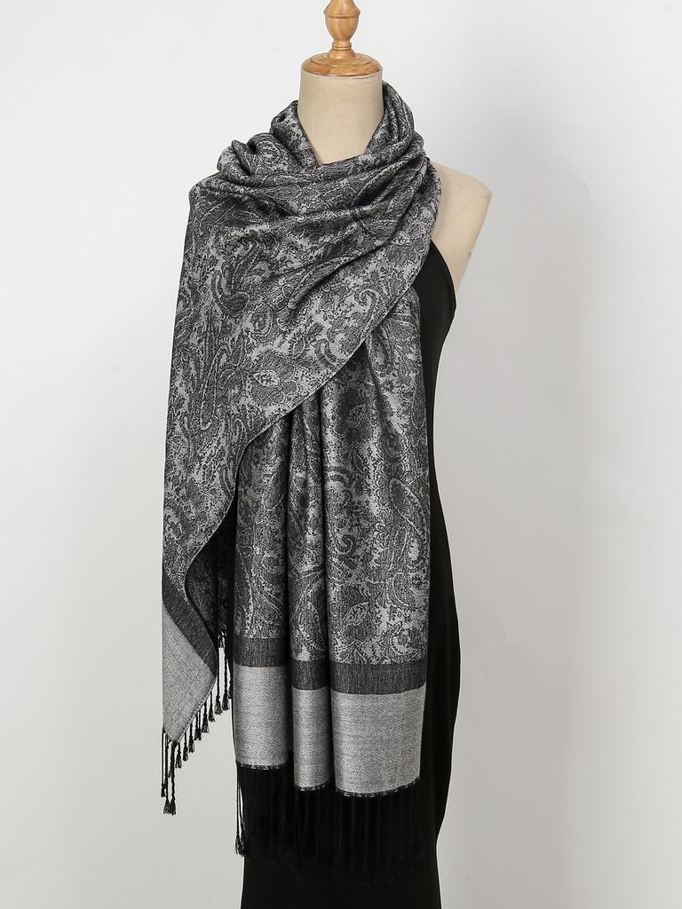 A Vintage Paisley Patterned Ethnic Style Cashew Jacquard Pashmina Casual And Fashionable Soft And Warm Tassel Scarf Shawl