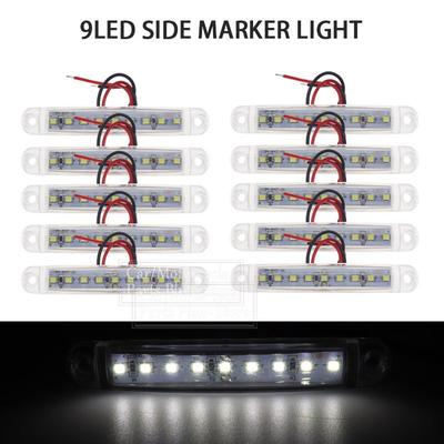 10 Stück Weiß 9LED Bus LKW Anhänger LKW 24V LED-Leuchten Seitenmarkierungsleuchte Wasserdichtes LED-Licht Rückanzeige Standlicht