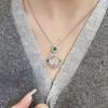 Neu im chinesischen Stil Natur Eis Chalcedon Runde Grüne Halskette Vintage Blumenanhänger Halskette Hochzeits Schmuck
