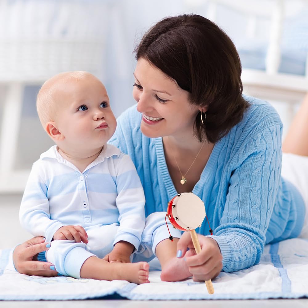 Hölzerne Handtrommel Rassel Traditionelle Schafsfell-Rassel Spielzeug Schütteltrommel für Jungen und Mädchen Kinder (Stil B.)