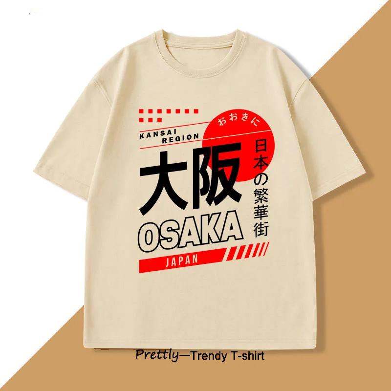 Japanese Style Osaka TShirt Vintage Fashion Street Wear Graphic Short Sleeve Harajuku Tshirts Women Clothing Top