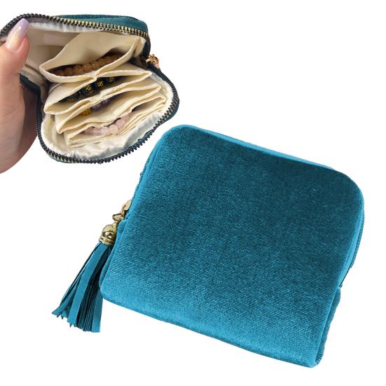 Yousheng Jewelry Storage Bag with Multi-pockets Portable Watch Earring Necklace Bracelet Ring Organizer Case Jewelry Pouch with Tassels Zipper