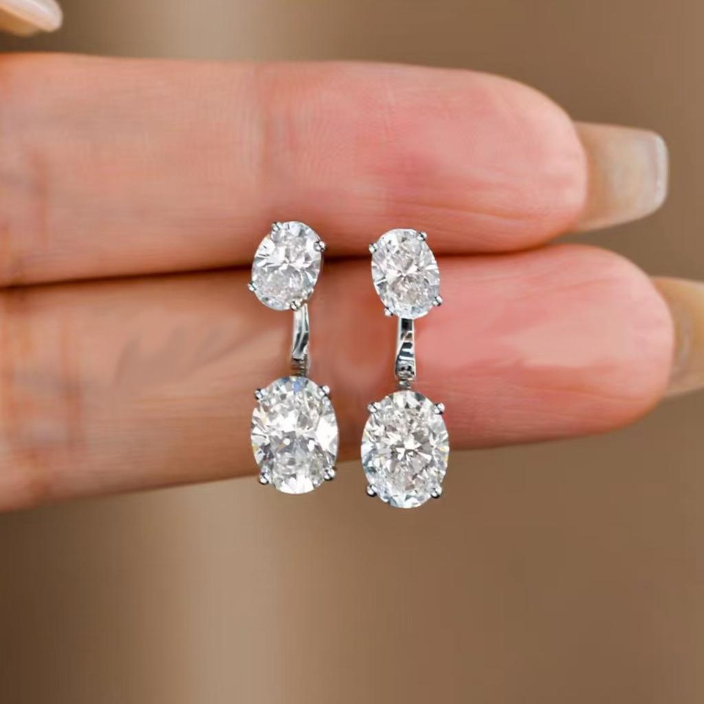 WUIHA Vintage 925 Sterling Silver Oval Cut Lab Sapphire High Carbon Diamond Drop Dangle Earrings Wedding Engagement Fine Jewelry