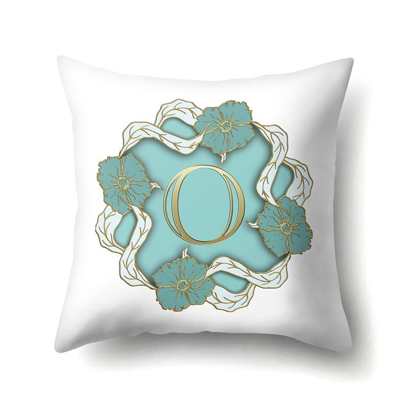 Polyester Pillowcase Home Decoration Gold Printed Pillowcase 26 English Letters Bedside Cushion Cover