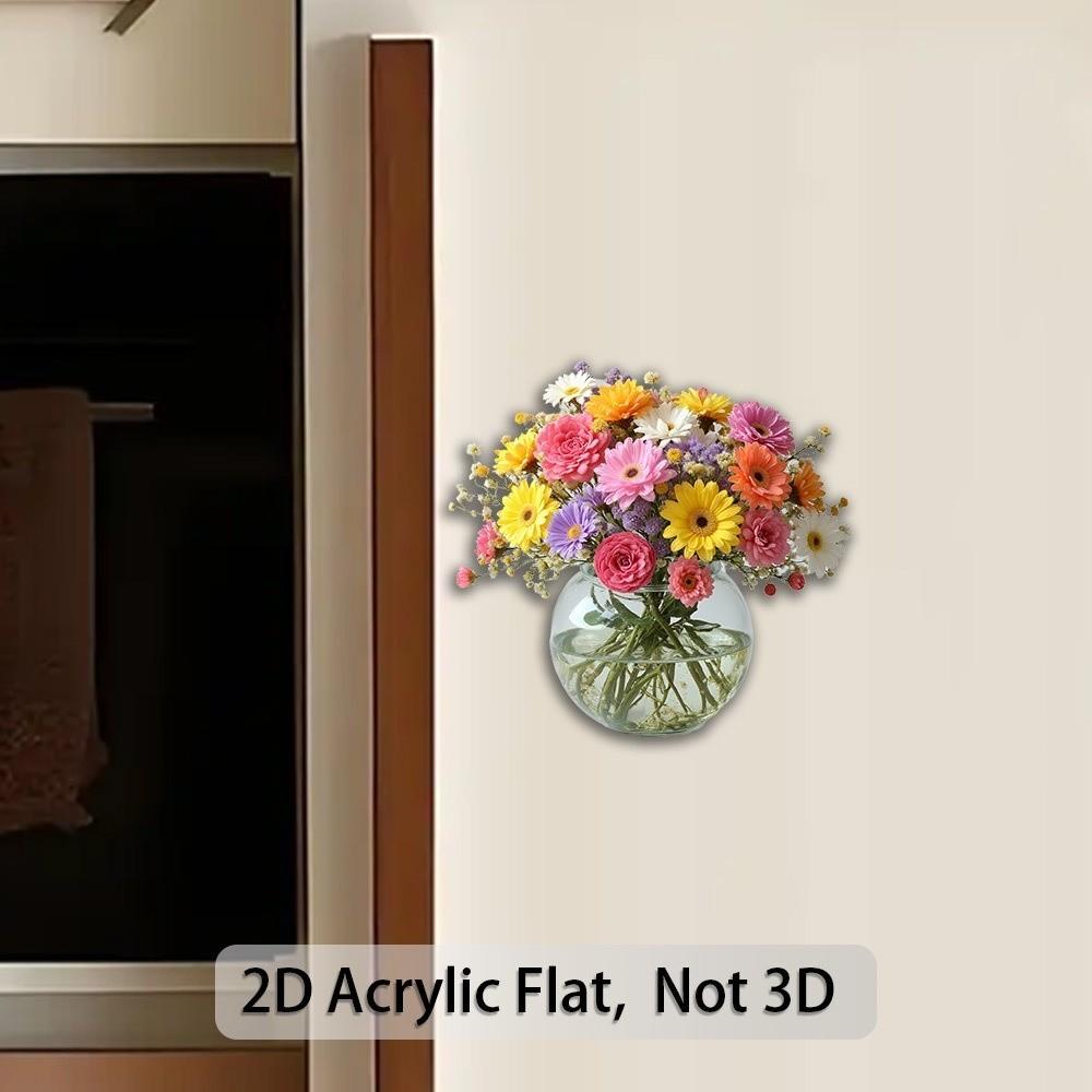5pcs Flower 2D Flat Paste Fruits Home Decor Decorative Supplies Refrigerator Decor Dorm Room