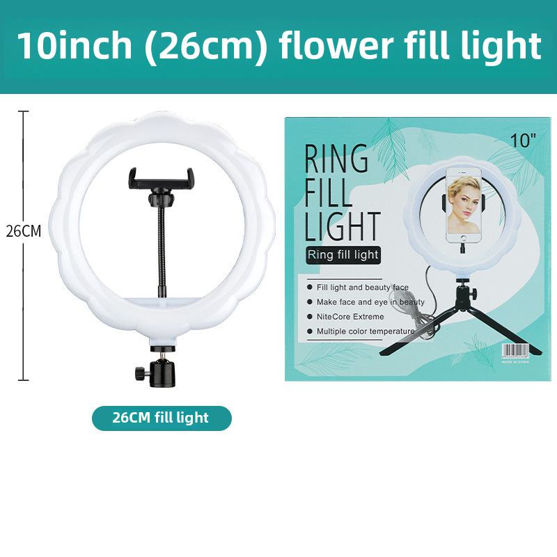 10 inch Foldable Tripod Bracket with LED Ring Light for Cross-border Live Broadcasts
