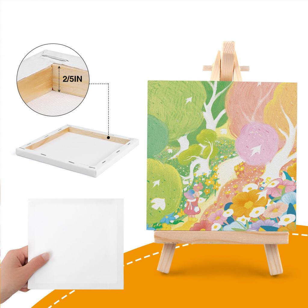 10 Pcs Oil Painting Board No Oil Leakage Triple Primed Wooden Mini Primer Stretch Canvas for Oil Watercolor Acrylic Art Supplies Art Primed Canvas