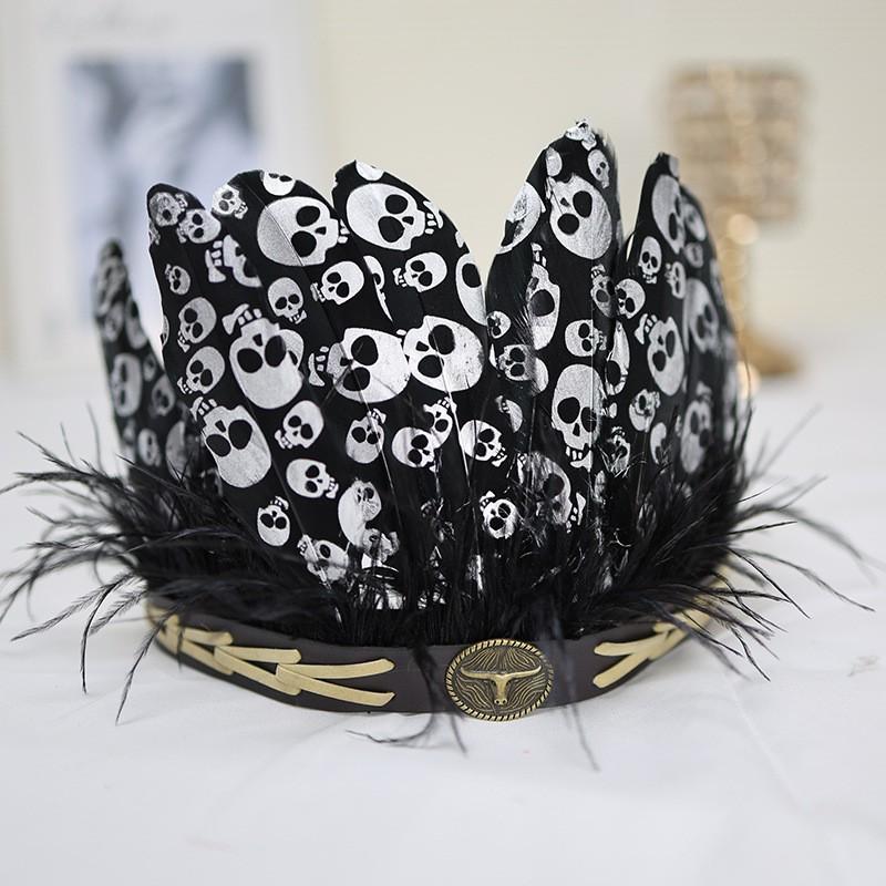 Halloween Feather Headband Cosplay Tribal Hat Kids Adult Party Costume Accessory