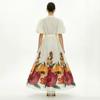 French Vintage Flower Maxi Dress Women Puff Sleeve V-Neck Elegant Floral Print High Waist Sashes A-Line Summer Beach Long Maxi Dresses
