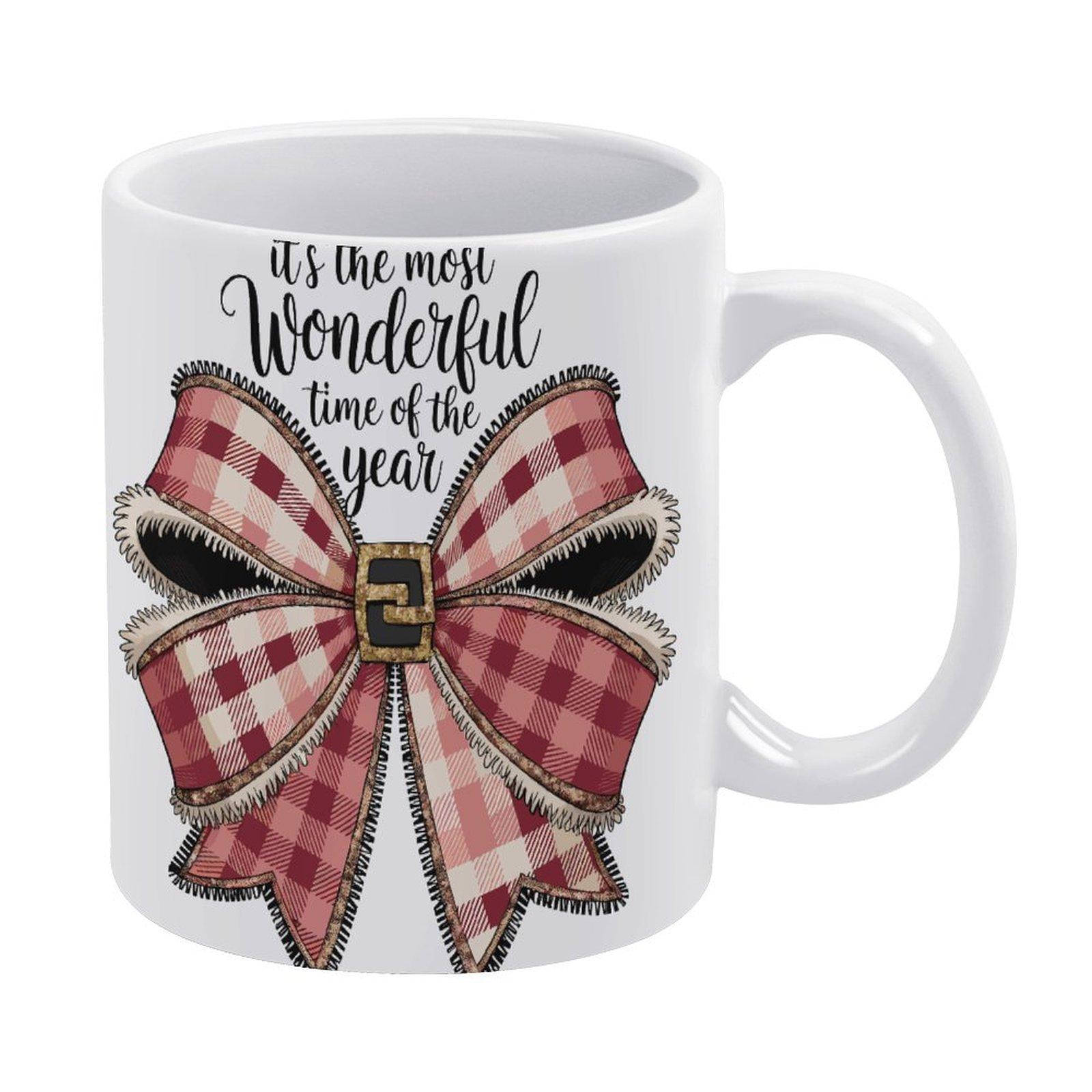 

1pc 11oz blank ceramic mug, double-sided printed drink cup for home or workplace, comfortable grip, neat white look, easy to clean and hold