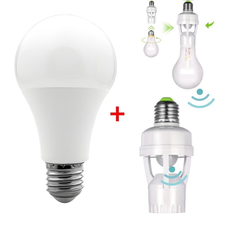 E27 Glühbirne mit PIR-Bewegungssensor Lichthalter E27 Fassung Konverter LED E27 Glühbirne Lampensockel Intelligenter Schalter Glühbirne Lampenhalter
