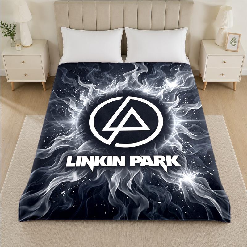 Linkin Park Print Flannel Blanket Cozy Lightweight Plush Throw Blanket For Bed Sofa Household Use