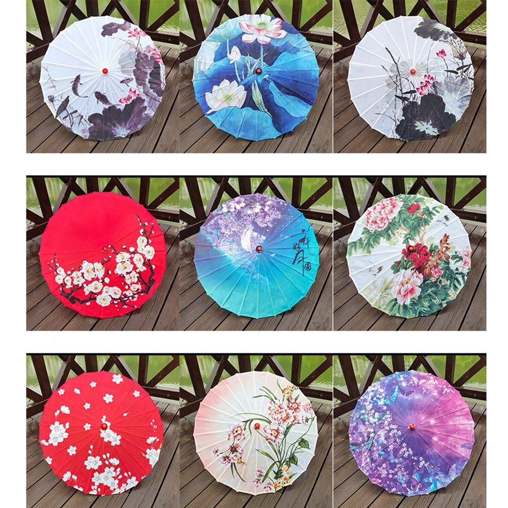 Vintage Chinese Silk Umbrella Decorative Hanging Dance Umbrella Durable Stick Umbrella  Photography