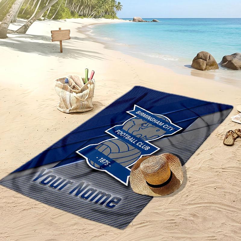 BIRMINGHAM CITY Calcio Asciugamano da Spiaggia Stampato Personalizzato Logo Calcio Supporto Nome Personalizzato Testo Asciugamano Assorbente Per Sport Viaggio Regalo Speciale