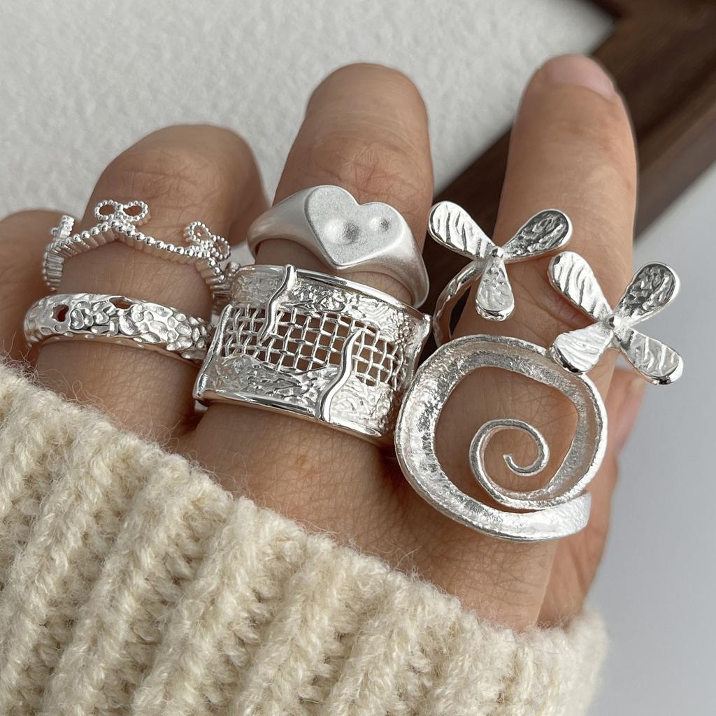 Xiaomi 925 Sterling Silver Rings for Women Couple Minimalist Handmade Simple Flower Heart Ring Fine Jewelry Gift Prevent Allergy