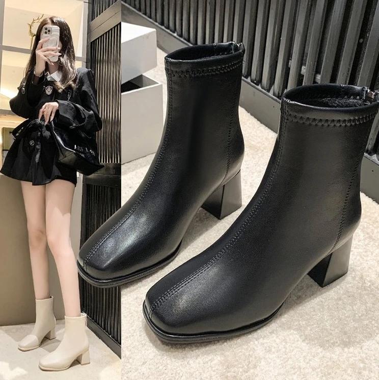 Fashion High Heels Ankle Women's Boots Pointed Toe Sexy Shoes for Women 2025 New Side Zip Classic Daily Boots Women Boots Botas Heels
