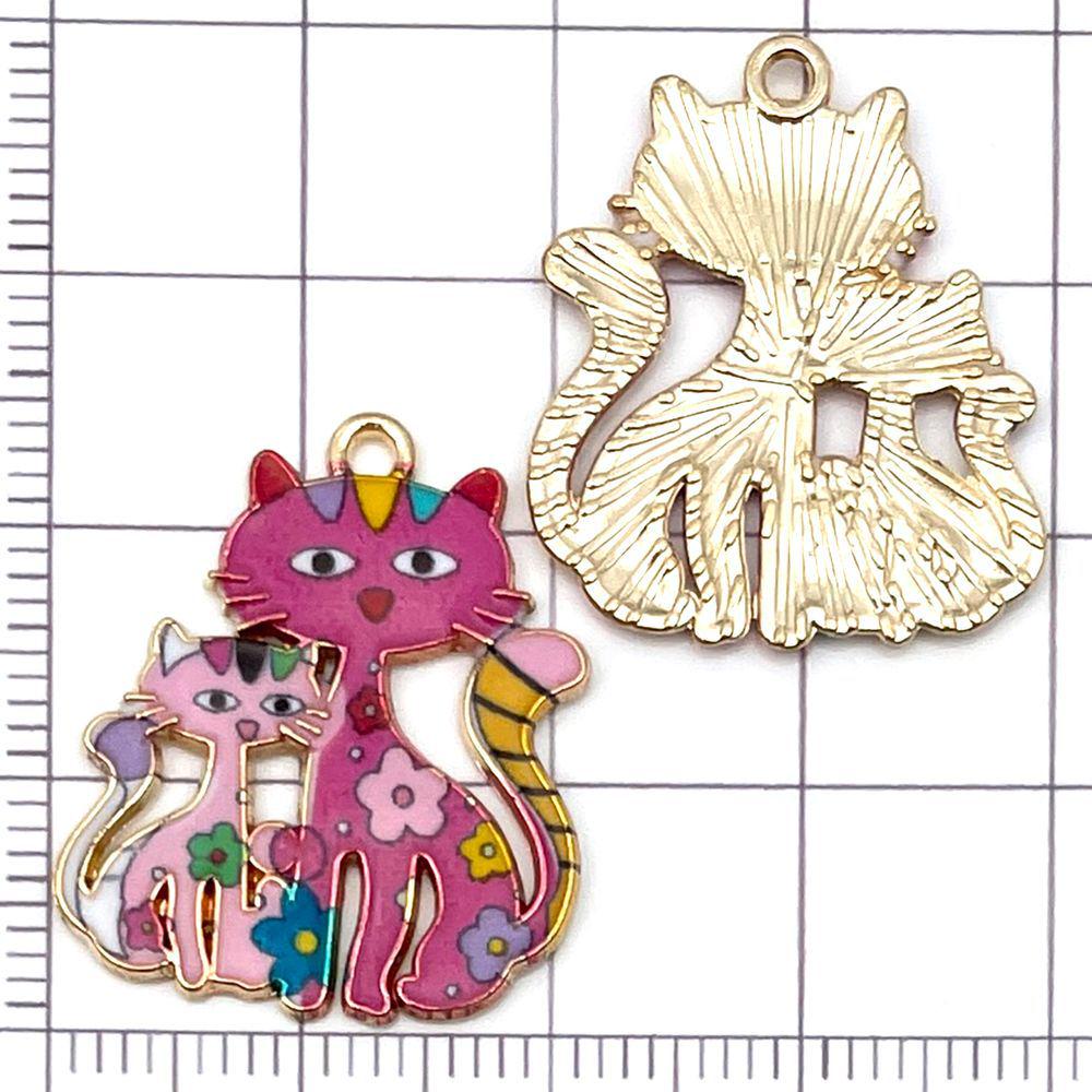 10 Color Enamel Alloy Cartoon Cat Charms Pendants for DIY Jewelry