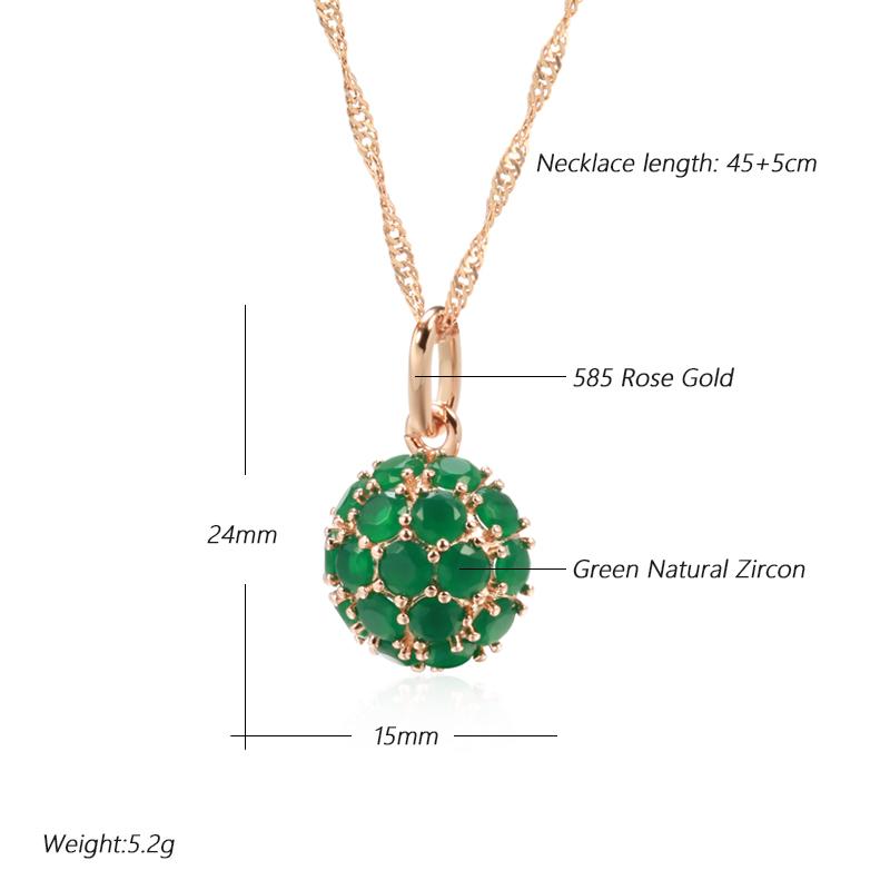 Unusual Full Sparkling Green Natural Zircon Pendant Necklace For Women Luxury  Rose Gold Color Party Daily Fine Jewelry