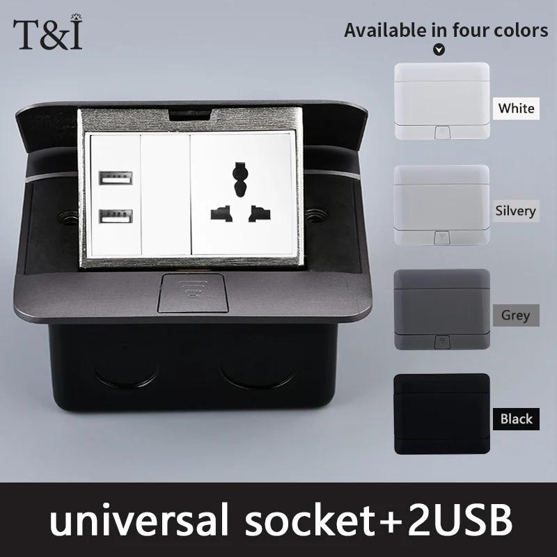 Hidden Ground PLUG Socket,Power Sockets With USB Charge Port,16A Russia Eu FR HDMI Standard POP-UP Floor Outlets 146x120mm