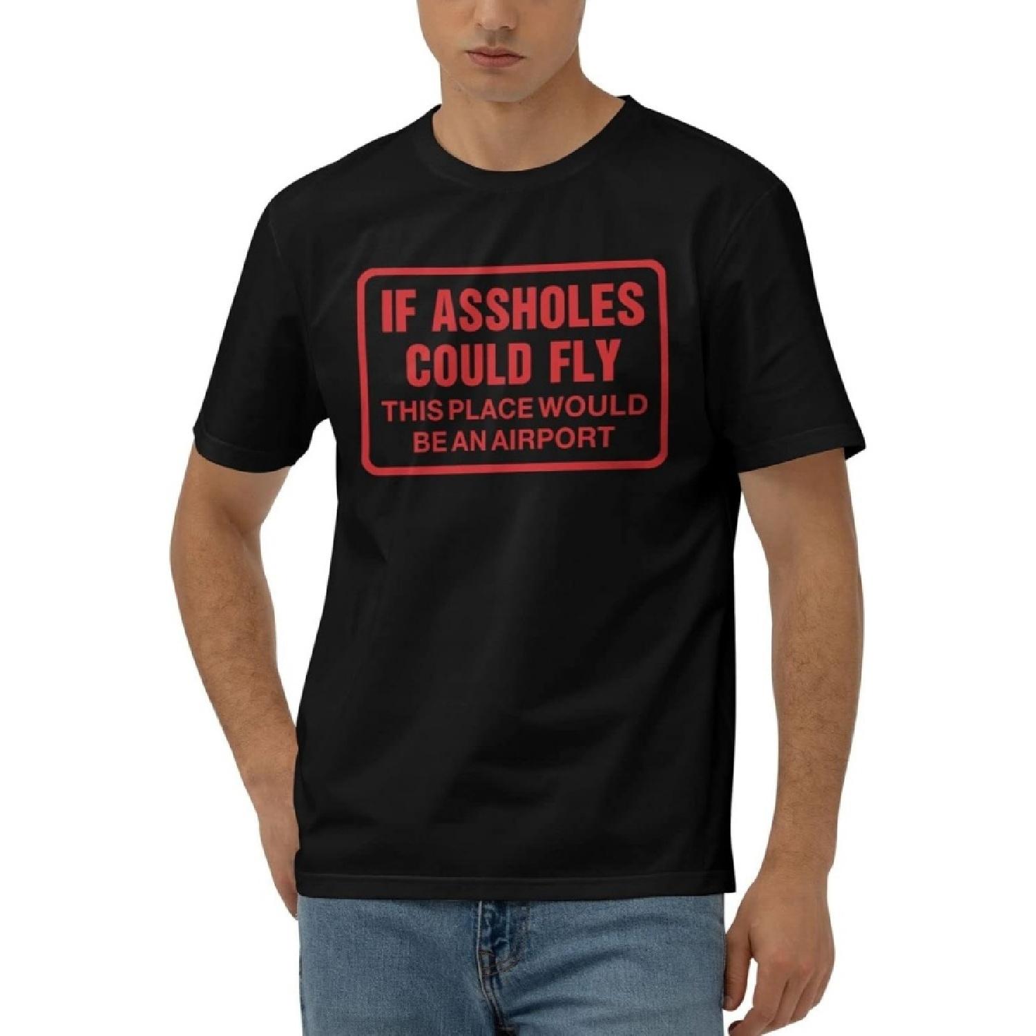 Dsoluuing Funny Womens Tshirts If s Could Fly This Place Would Be an Airport T Shirt Funny Shirts(1) S