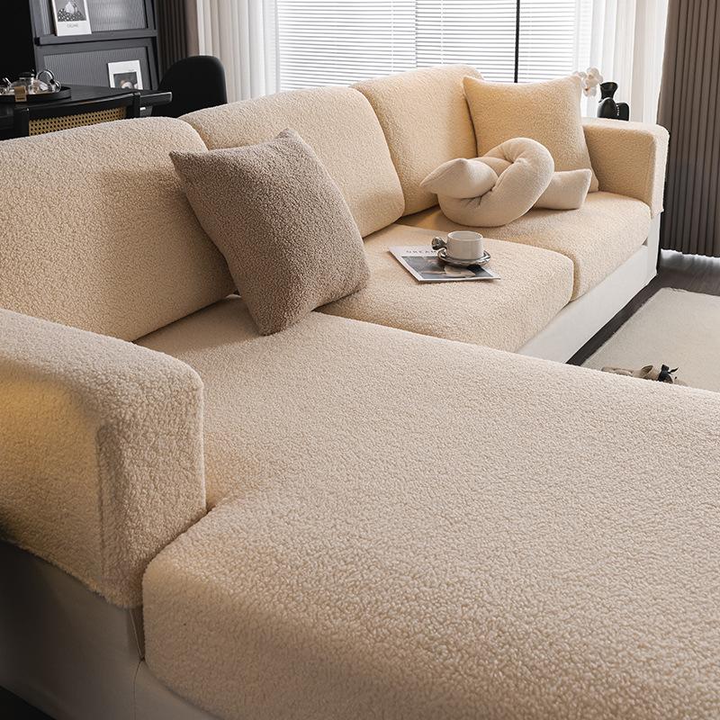 

Premium Winter Thermal Teddy Fleece Sofa Cover Durable All Season Couch Cover Non-Slip Elastic Seat Protector PILLOWCASE