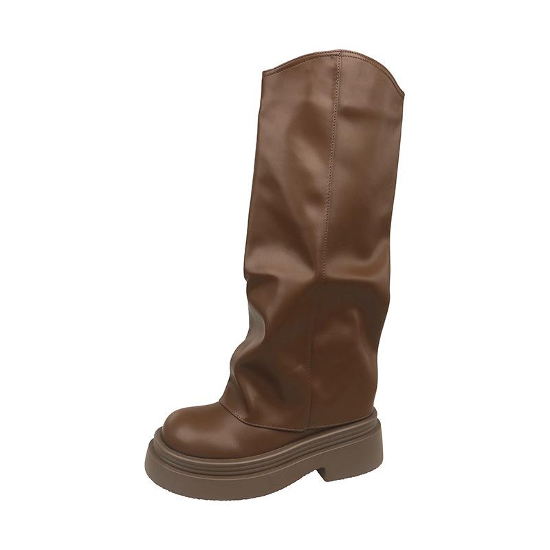 Fashion retro British style thick heel platform Martin boots women's 2025 summer versatile new trouser tube boots short boots