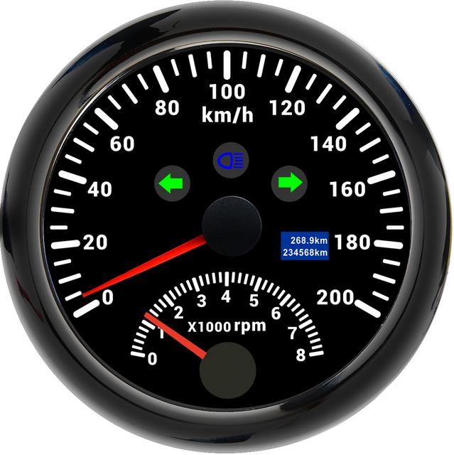 New 85mm Digital Car Truck Boat GPS Speedometer Gauge 0-200KM/H 0-120kmh Speed Meter Tachometer 8000RPM for Car Boat ATV 9-32V