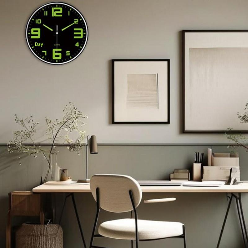 1 Pcs Luminous Wall Clock Light In Dark Night Digital Quartz Movement Bedrooms Living Room Study Loudspeaker Mute Clock For Home