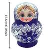 10Pcs/Set 10 Layer Russian Nesting Dolls Blue Floral Print Stacking Dolls  Chidrens Gift