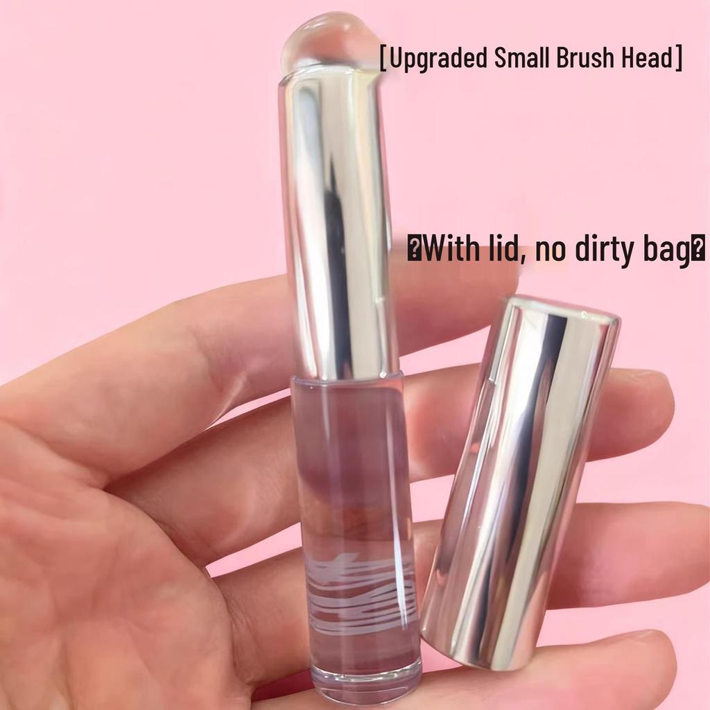 Professional Silicone Lip Brush with Transparent Handle for Lipstick, Balm, and Blending