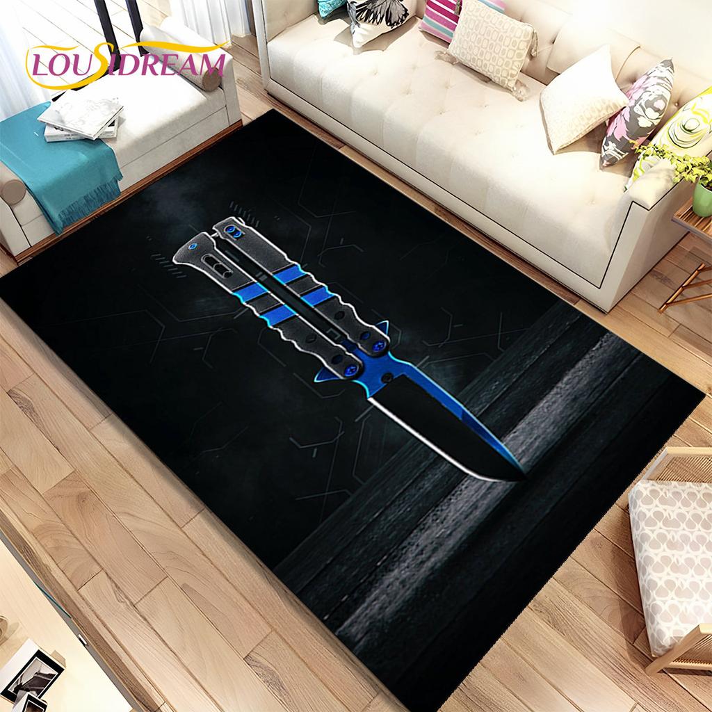 CS,knife,Swiss Knife Sword Games Area Rug,Carpet Rug for Home Living Room Children Bedroom Sofa Doormat Decor,Non-slip Floor Mat