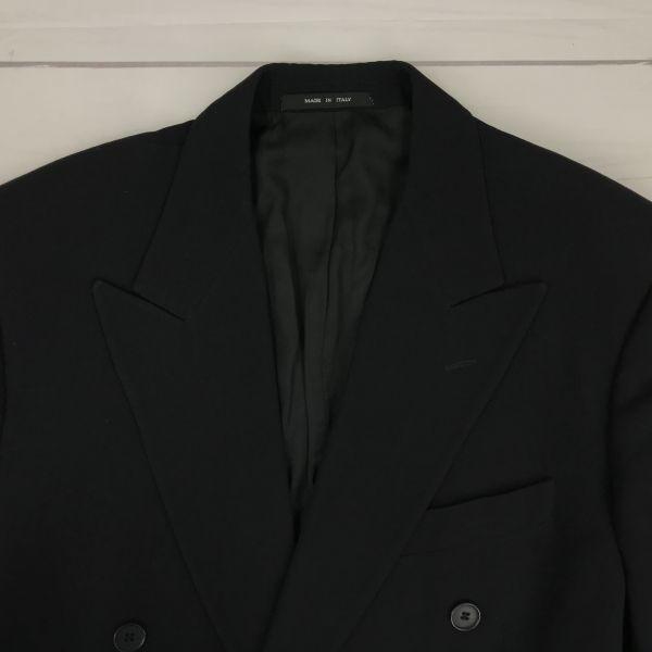 80s-90s Vintage/Emporio Armani/Tailored Jacket/M-L/Black/Double-Breasted/Lightweight(USED)
