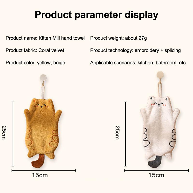 Cute Hand Towels Kitchen Wipe Water Cloth Kitchen Hanging Towels Dishwashing Cloth Bathroom Quickly Dry Cleaning Hand Towel