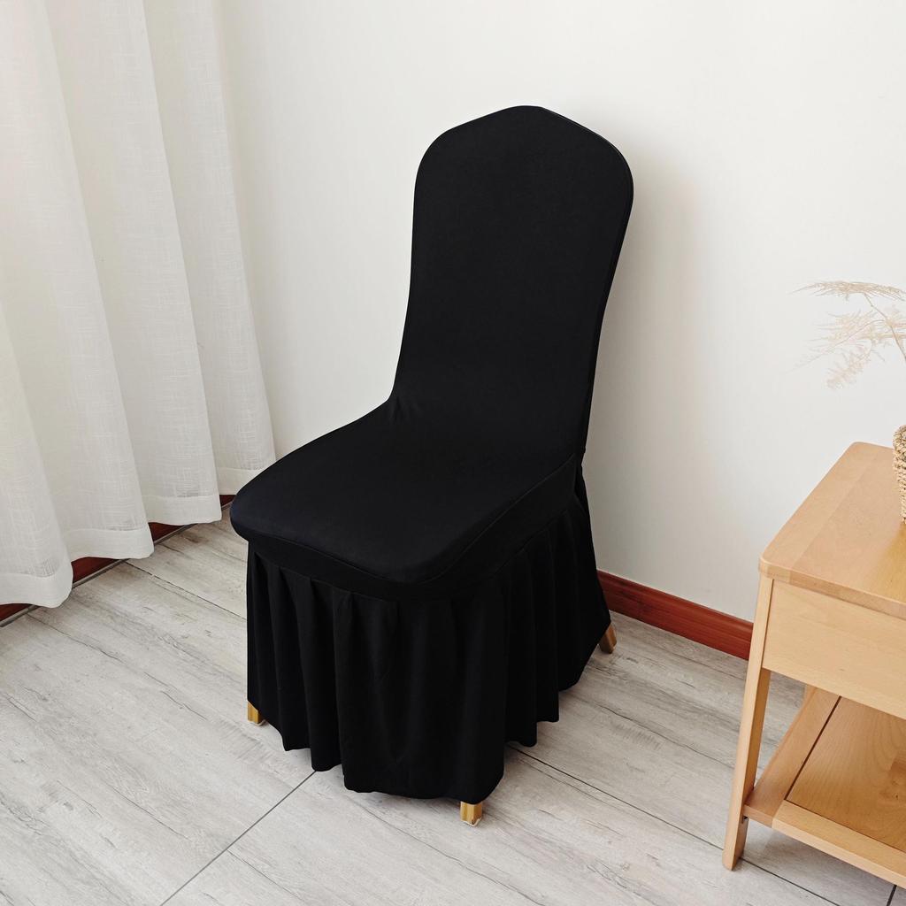 Universal Elastic White Skirt Chair Cover for Weddings & Banquets