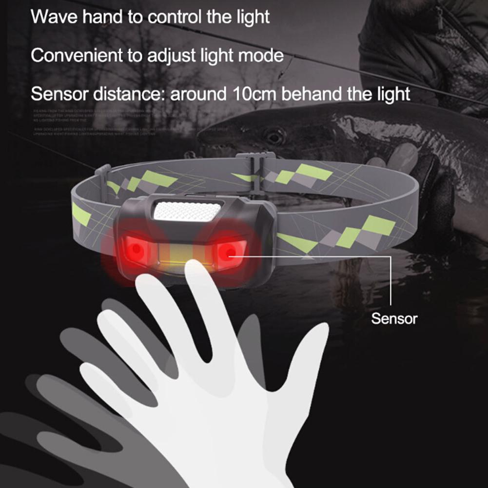 Mini COB Sensor Headlight Induction Headlamp Camping Flashlight Hunting Head Torch