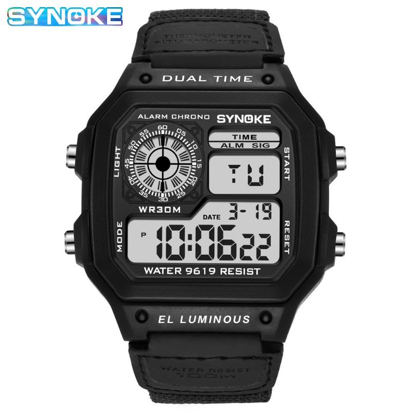 Top Brand New Nylon Canvas Men's Lightweight Square Classic Student Watch Retro Electronic Luminous Waterproof Sports Wristwatch
