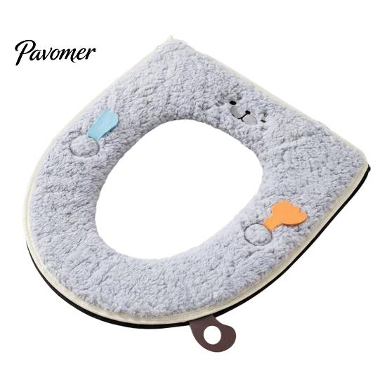 Non-slip Bathroom Decor Soft Plush Toilet Seat Cover, Thick Washable Pad with Zipper And Reusable Mat Handle, Warm Skin-Friendly Cushion for O-Shaped