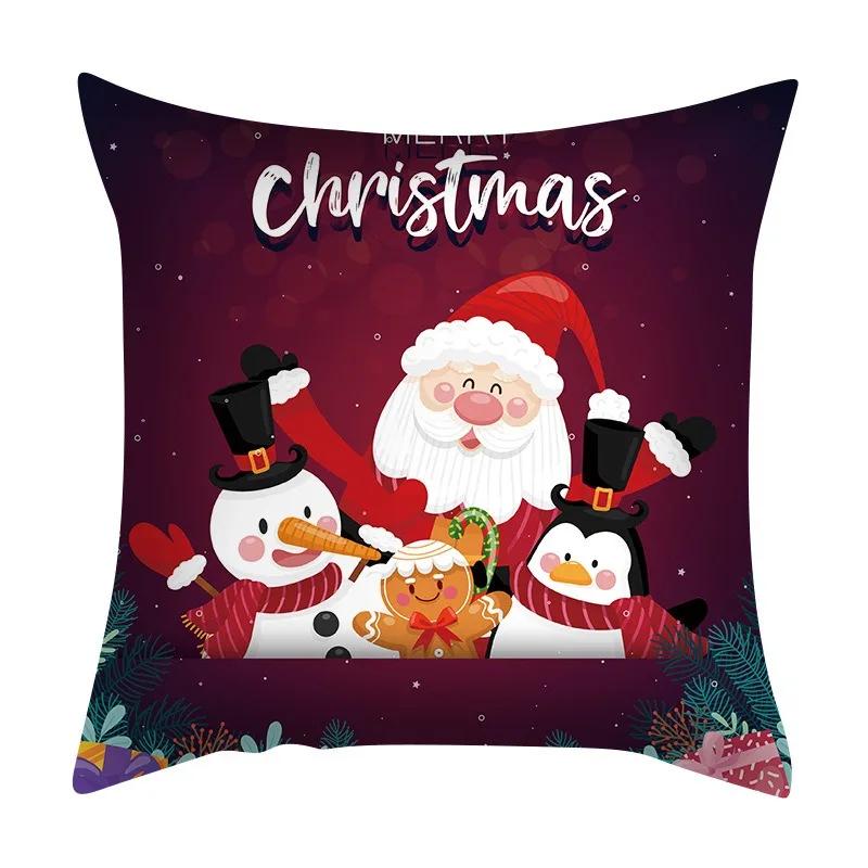 Christmas Set Luxury Home Decor Santa Claus Pattern Fashion Pillow Office Seat Cushion Cover