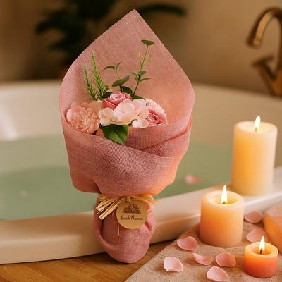 Soap Flower Bouquet Standing Pink