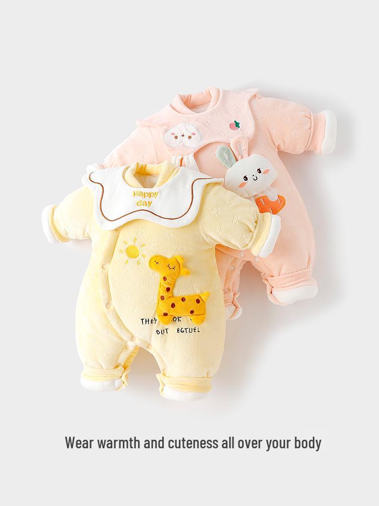 Super süßer Samt-Baby-Strampler: Wintergefütterte, dicke Baumwolljacke für Jungen und Mädchen