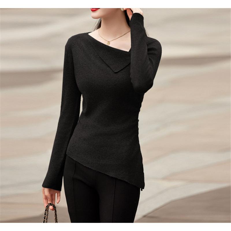 

Дизайнерский вязаный свитер женский новый весенне-осенний и зимний модный приталенный свитер топ для носки внутри и снаружи one size fits all чёрный