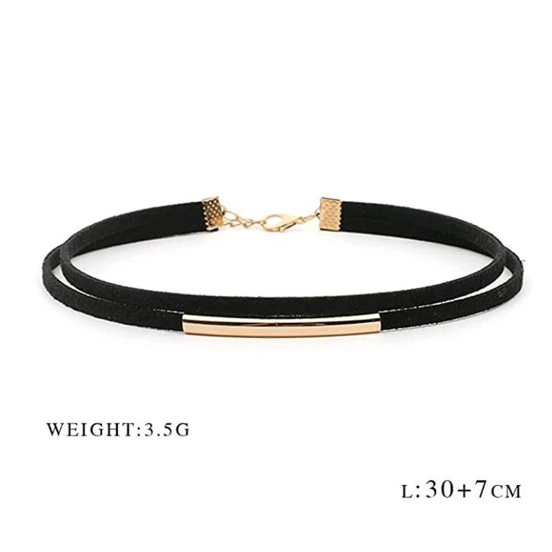Simple Boho Double Layer Choker Necklaces Adjustable Black Velvet Choker Necklace for Women and Teens Girls