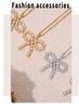 Qiong Yao Pearl Zirconia Bow Tie Necklace: Gold-Plated, Fade-Resistant Titanium Steel Sweet Jewelry