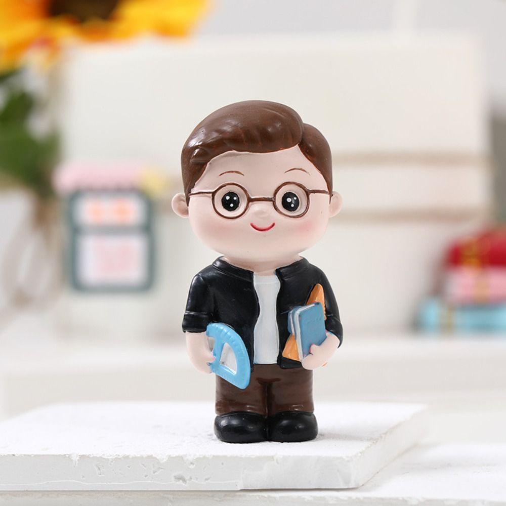 Resin Teacher Figurine Model DlY Baking Cake Decoration Teacher Statue Ornaments Collection Crafts