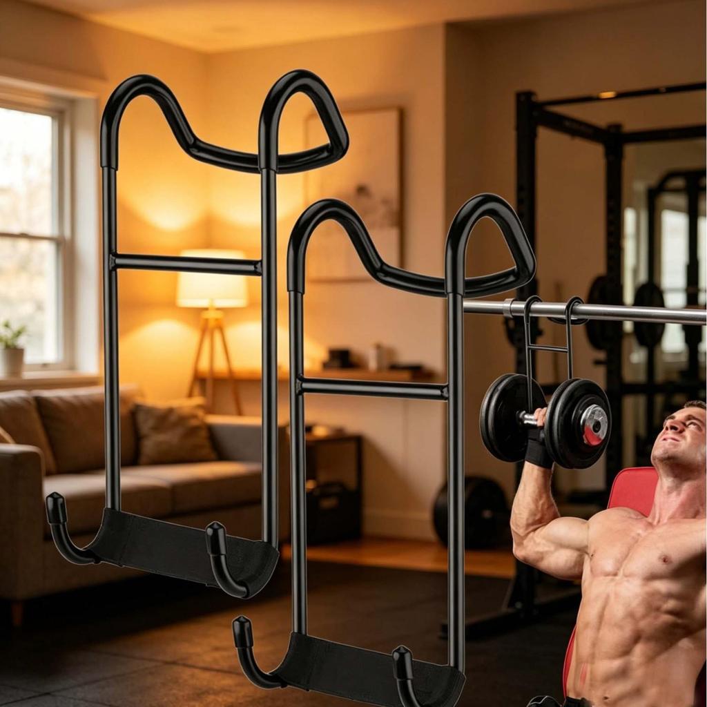 Non-slip Rubber Coated Dumbbell & Pull-up Assistance Hook for Home Gym Fitness